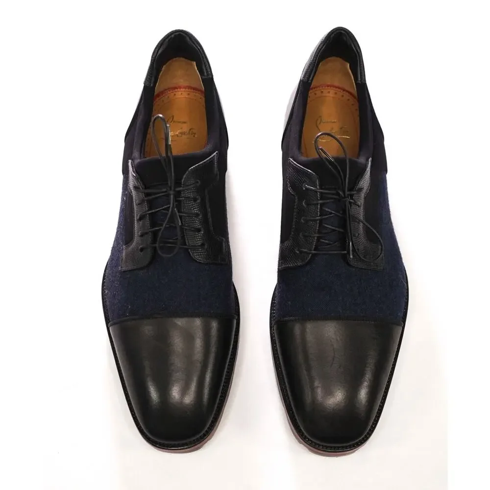 $1,095 LOUBOUTIN - Black/Navy Leather/Wool 